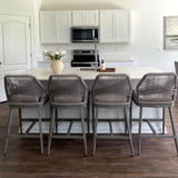 PURPLE LEAF Outdoor Bar Stools Wicker Rattan Bar Stools with Back Aluminum Outside Garden Patio Bar Chairs