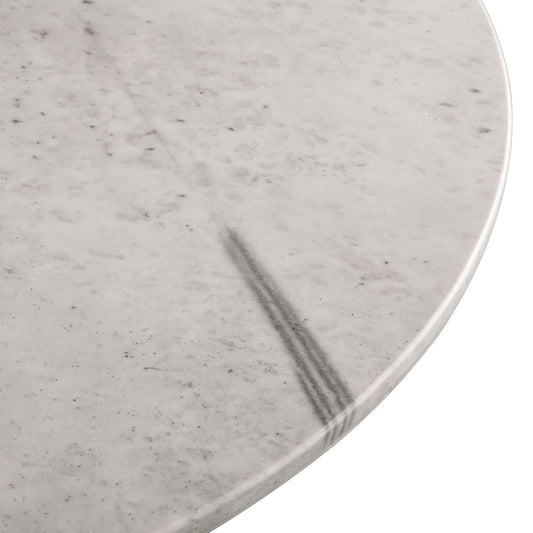 Palm Springs 48" Round Dining Table with White Marble and Whitewash Modern Base