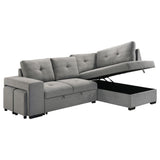 Roanne Fabric Upholstered Sleeper Sectional Sofa Grey