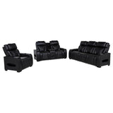 Zuma 3-Piece Dual Power Reclining Sofa Set with Bluetooth Black