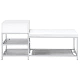 Siega 1-Drawer Shoe Storage Entryway Bench White High Gloss and Chrome