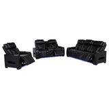 Zuma 3-Piece Dual Power Reclining Sofa Set with Bluetooth Black