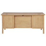 Vermes 66-inch 7-drawer Computer Desk with Power Outlet Light Ash