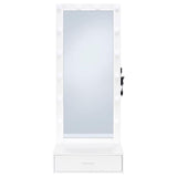 Spector 1-drawer Lighted Full-Length Floor Mirror White High Gloss