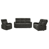 Hamilton 3-piece Chenille Manual Reclining Sofa Set Charcoal Grey