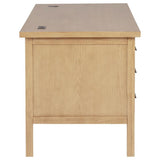 Vermes 66-inch 7-drawer Computer Desk with Power Outlet Light Ash