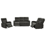 Hamilton 3-piece Chenille Manual Reclining Sofa Set Charcoal Grey