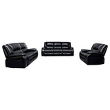Camila 3-piece Upholstered Reclining Sofa Set Black