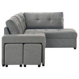 Roanne Fabric Upholstered Sleeper Sectional Sofa Grey