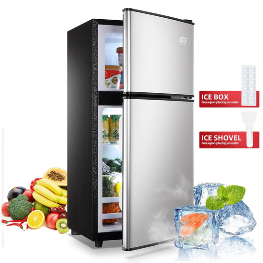 KRIB BLING 3.5 Cu.ft 2 Doors Compact Refrigerators with Freezers, Retro Design