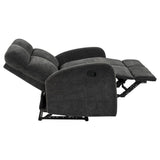 Hamilton 3-piece Chenille Manual Reclining Sofa Set Charcoal Grey