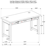 Vermes 55-inch 3-drawer Writing Desk with Power Outlet Light Ash