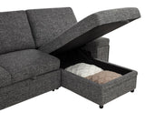 Demko Sleeper Sectional Sofa with Speaker and Storage Chaise Granite