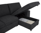 Demko Sleeper Sectional Sofa with Speaker and Storage Chaise Black
