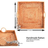 Orchid Hand Woven Wicker Rattan Large Square Tray