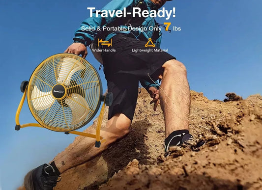 12" Portable Battery Fan, 360° Tilt, 24h Run Time, for Camping & Travel CF1SEB