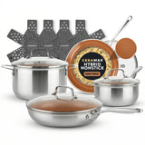 Ceramax Hybrid 12 Piece Tri-Ply Stainless Steel Ceramic Etched Cookware Set