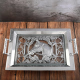 Equestrian Horse Glass Top Serving Tray