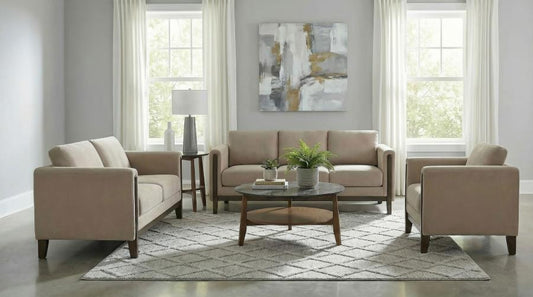 Islington 3-piece Upholstered Panel Arm Sofa Set Taupe
