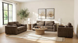 Amador 3-piece Chenille Upholstered Track Arm Sofa Set Chocolate