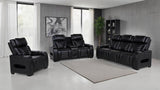 Zuma 3-Piece Dual Power Reclining Sofa Set with Bluetooth Black