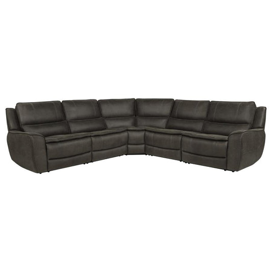 Marcell 5-Piece L-Shaped Modular Power Reclining Sectional Sofa Grey