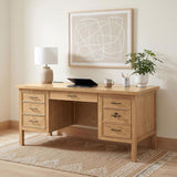 Vermes 66-inch 7-drawer Computer Desk with Power Outlet Light Ash