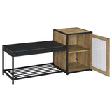 Martino Shoe Storage Entryway Bench with Cabinet Mango and Black