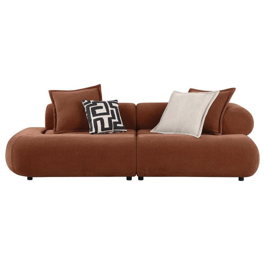 Byrne 105-inch Velvet Modular Bumper Sectional Sofa Rust