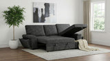 Demko Sleeper Sectional Sofa with Speaker and Storage Chaise Granite