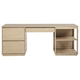 Harkes 75-inch 3-drawer Computer Desk with Adjustable Shelf Light Elm
