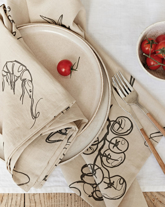 Italian summer print linen napkin set of 2