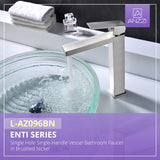 ANZZI Enti Elegant Vessel Sink Faucet (8.87" H), Single Hole, Rhino Alloy Solid Brass, with Rust Resistant Finish, Various Finishes
