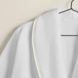 Shawl Collar Cotton Bath Robe with Border Embroidery