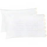 Allena 400TC Cotton Scallop Embroidery Sateen Microcheck Pillowcases (Set Of 2)