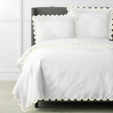 Allena 400TC Cotton Scallop Embroidery Sateen Solid Duvet Cover Set