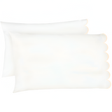 Allena 400TC Cotton Scallop Embroidery Sateen Solid Pillowcases (Set Of 2)