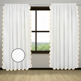 Allena Cotton Microcheck Scallop Embroidery Curtain (Set Of 2)