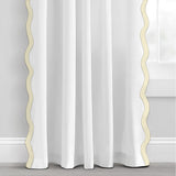 400TC Applique Scalloped Embroidery Cotton Curtain (Set Of 2)