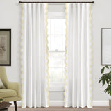 400TC Applique Scalloped Embroidery Cotton Curtain (Set Of 2)