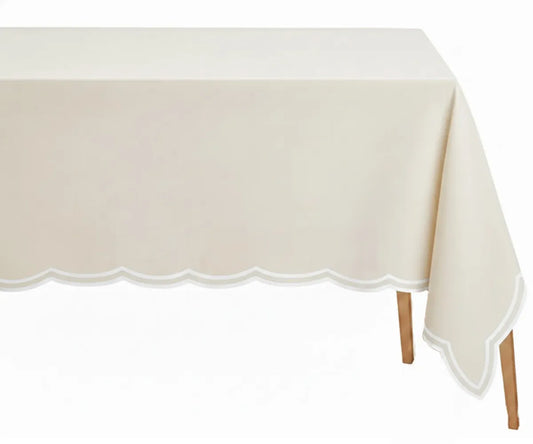Ivory Scallop Edge Tablecloth Rectangle