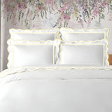 400TC Cotton Scallop Embroidery & Border Sateen Solid Duvet Cover Set