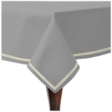 Double Embroidery Border Sateen Cotton Solid Table Cloth - Light Grey