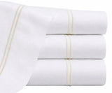 Cotton Flat Sheet - Line Embroidery