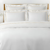 400TC Embroidery & Border Cotton Sateen Solid Duvet Cover Set
