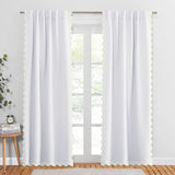 Imaginary Scallop 400TC Sateen Cotton Embroidery Curtain (Set Of 2)