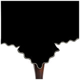 Scallop Embroidery Sateen Cotton Solid Table Cloth - Black