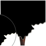 Scallop Embroidery Sateen Cotton Solid Table Cloth - Black