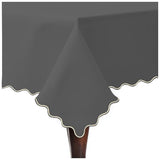 Scallop Embroidery Sateen Cotton Solid Table Cloth - Dark Grey