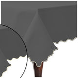 Scallop Embroidery Sateen Cotton Solid Table Cloth - Dark Grey